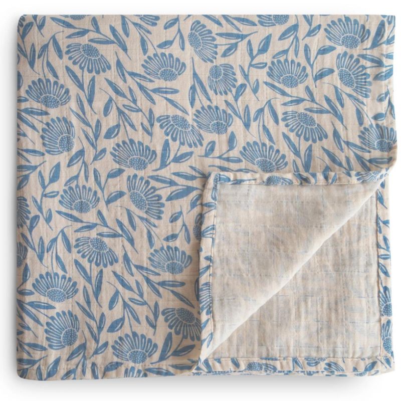 Maxi lange en coton Blue Flowers l Mushie