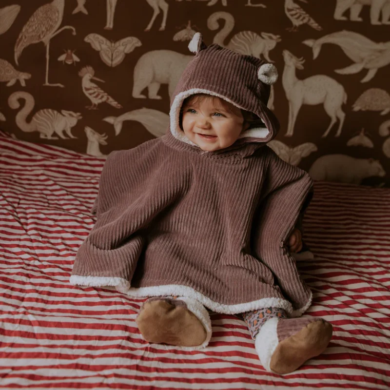 ¨Poncho Bébé Velours Parme
