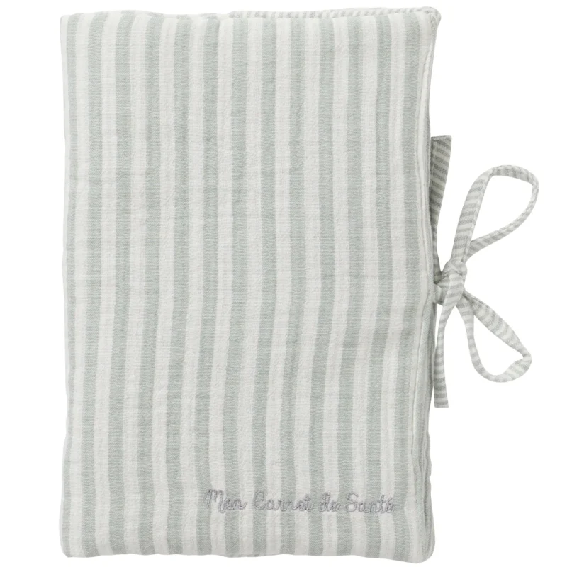 Protege carnet de Santé Rayé l vert de gris