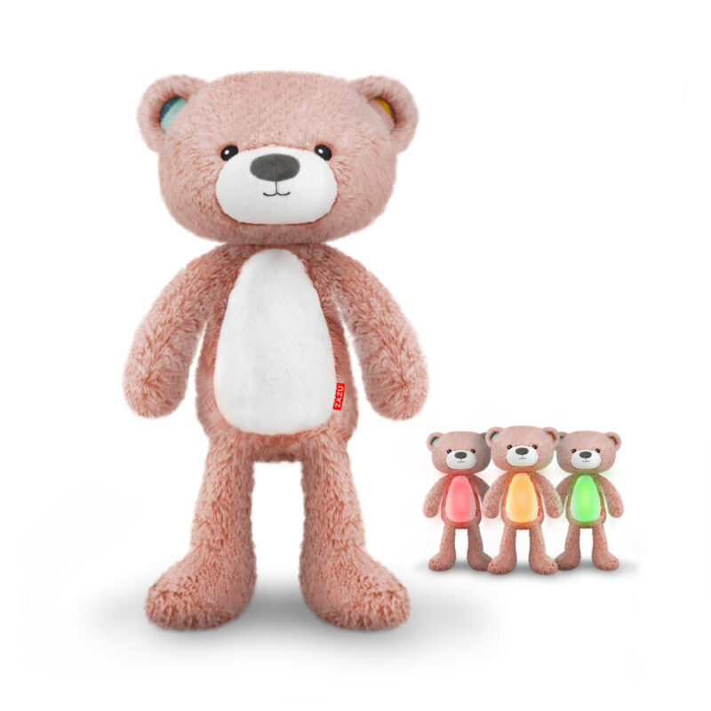 Zazu – Réveil éducatif Brody l’ours avec veilleuse & sons – rose