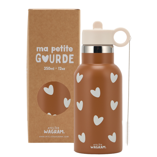 Gourde acier inoxydable l Coeurs caramel
