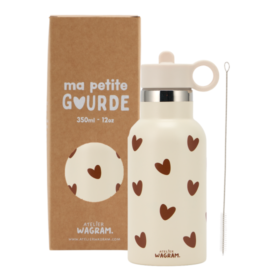 Gourde acier inoxydable l Coeurs crème