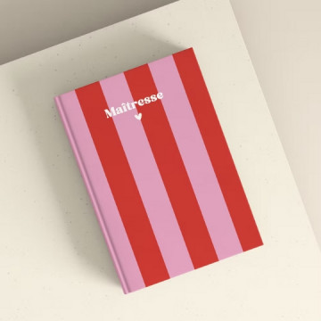 Carnet rayé Rose&Rouge l Maitresse