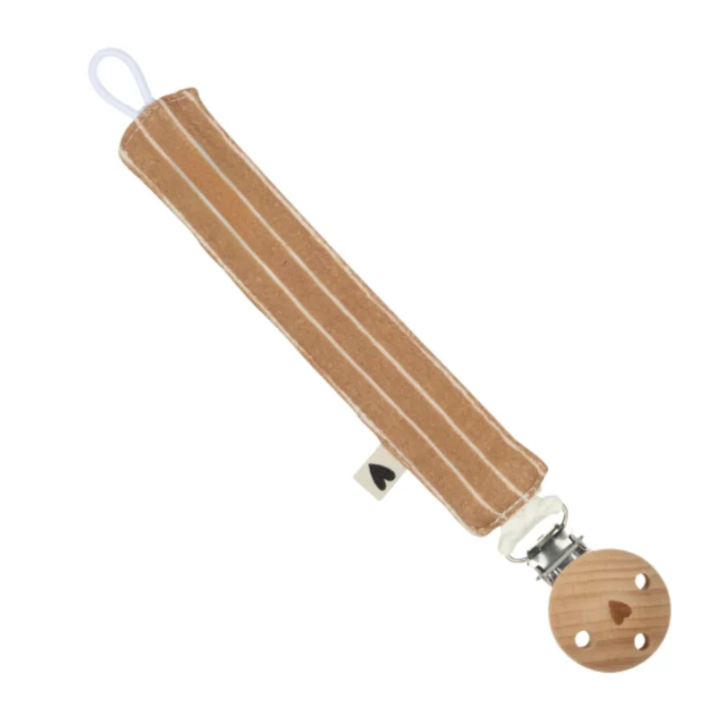 Attache tétines l Rayures camel