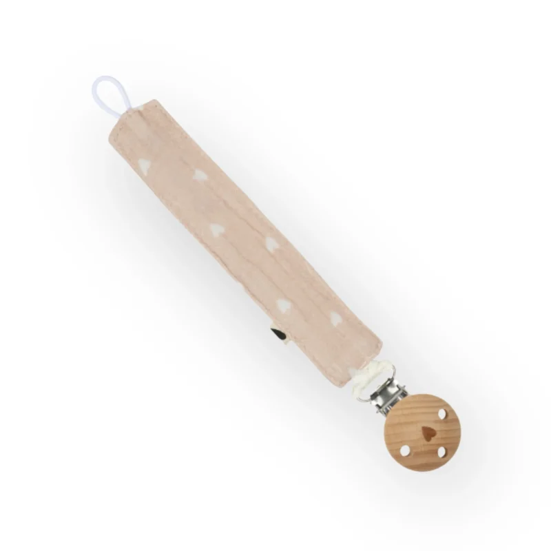 Attaches tétine l rose coeurs Blanc