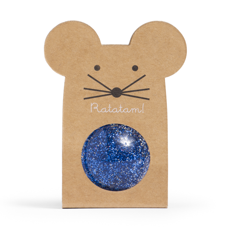 Balle rebondissante souris pailletée – Bleu