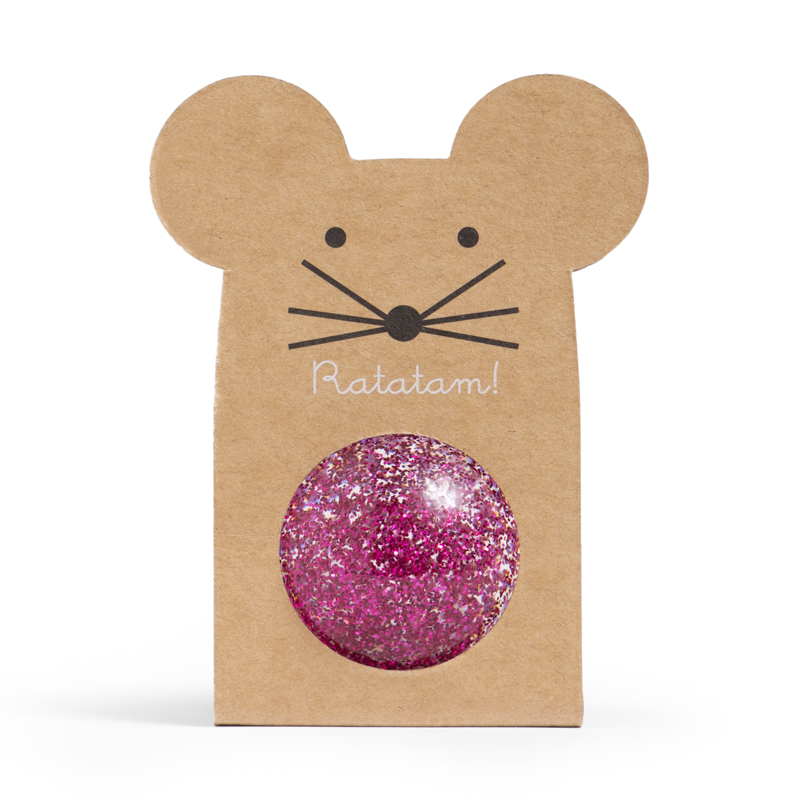Balle rebondissante souris pailletés l Rose
