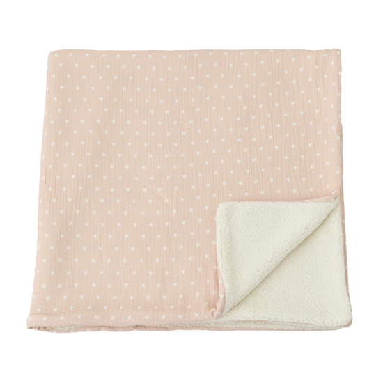 Couverture Pilou Gaze de coton l Beige petits  Coeurs