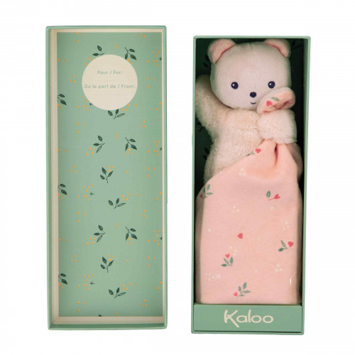 Doudou ours Carré douceur l Feuilles d'amour